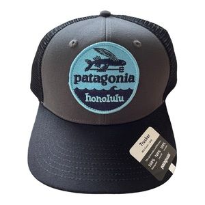 Patagonia SnapBack Patch Trucker Hat Cap Honolulu Hawaii Limited Grey New